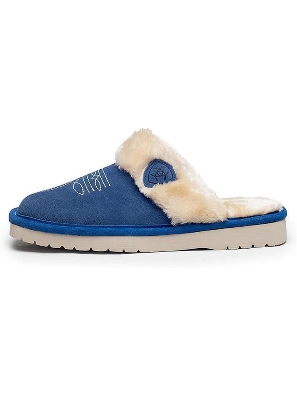 Ariat Womens Jackie Square Toe Suede Slippers Denim Blue Size 9 Faux Fur Lined